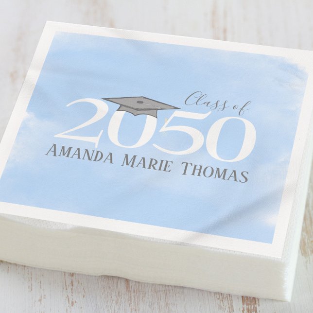 Serviette En Papier Bleu Graduation Custom Classic Napkin (Créateur téléchargé)