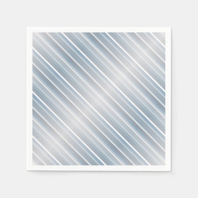 Serviette En Papier Bleu gris rayé élégant (Devant)