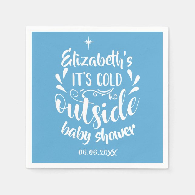 Serviette En Papier Bleu Il fait froid à l'extérieur Baby Shower / Spr (Devant)