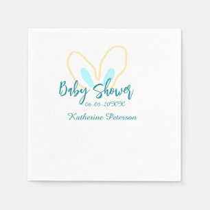 Serviette En Papier Bleu jaune bébé fête nom date animal oreille migno