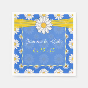 Serviette En Papier Bleu Jaune Blanc Fleur Mariage serviettes