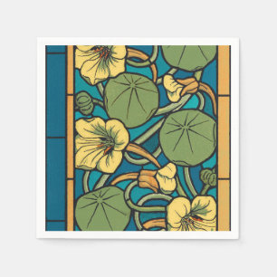 Serviette En Papier Bleu jaune Nasturtium Fleur Nouveau Motif