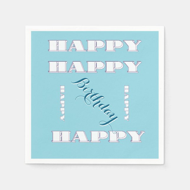 Serviette En Papier Bleu Joyeux Anniversaire (Devant)