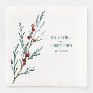 Serviette En Papier Bleu Juniper et Baies rouges Sprig