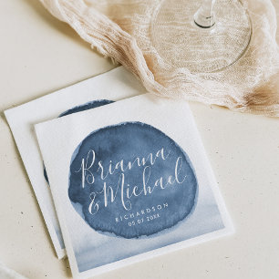 Serviette En Papier Bleu Lake Water Stain   Mariage personnalisé