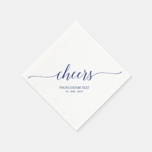 Serviette En Papier Bleu Lettre Élégante et Stylée Cheers Fête