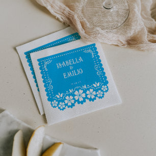Serviette En Papier Bleu Mariage mexicain en papier découpé