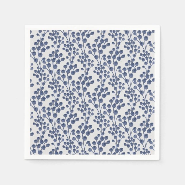 Serviette En Papier Bleu Marine Botanique (Devant)