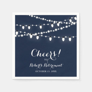 Serviette En Papier Bleu Marine   Élégant Parti de retraite classique