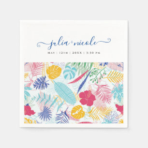 Serviette En Papier Bleu marine Rose sauvage Forêt tropicale Épinard M
