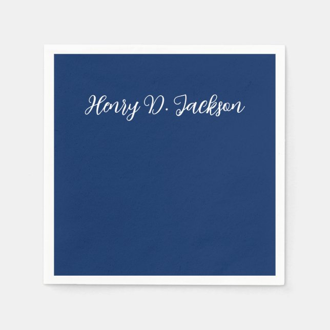 Serviette En Papier Bleu marine unique écriture classique uni (Devant)