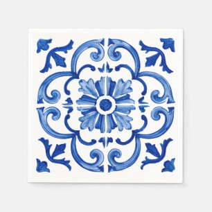 Serviette En Papier Bleu Méditerranée