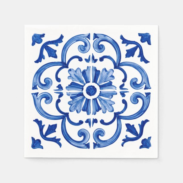 Serviette En Papier Bleu Méditerranée  (Devant)
