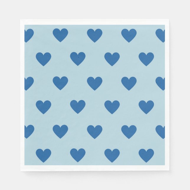 Serviette En Papier Bleu mignon simple Motif de coeur (Devant)