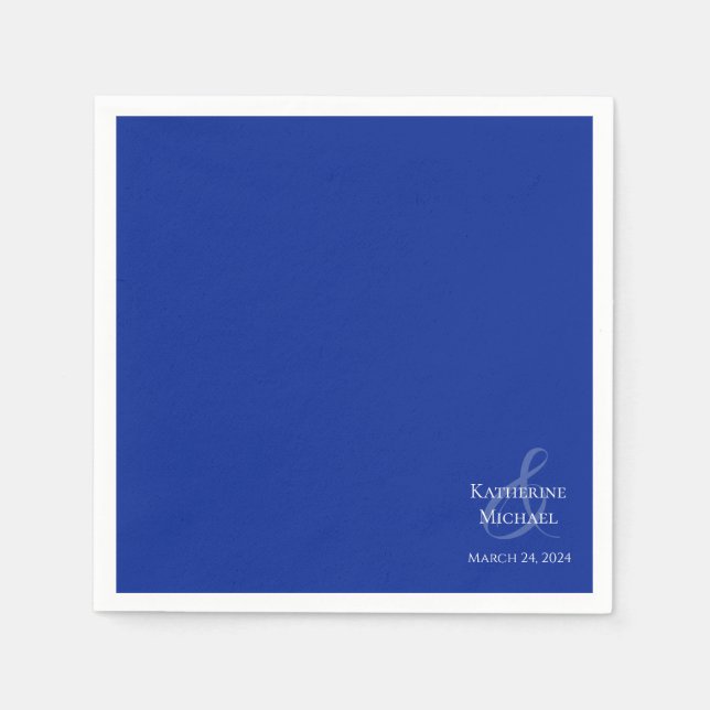 Serviette En Papier Bleu moderne et Mariage blanc- (Devant)