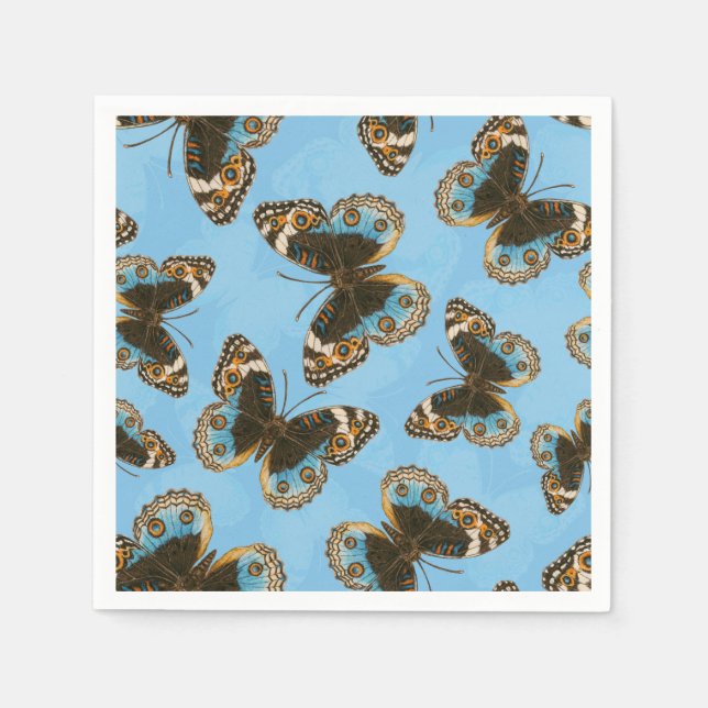 Serviette En Papier Bleu motif papillon Pansy (Devant)