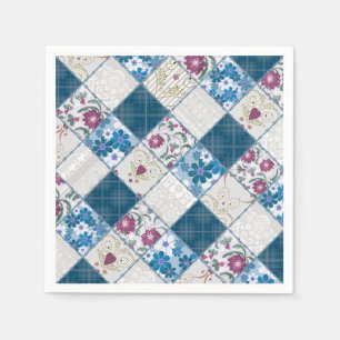 Serviette En Papier Bleu motif rustique à la mode de déchirures de ti