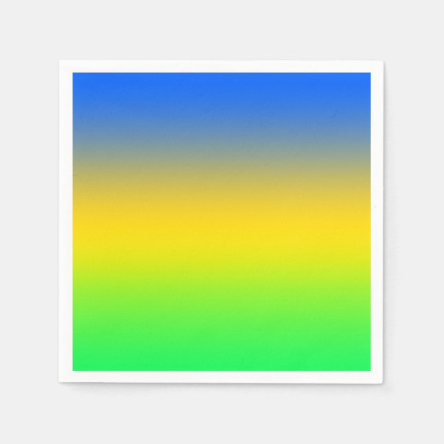 Serviette En Papier Bleu néon, jaune, dégradé vert, ombre. (Devant)