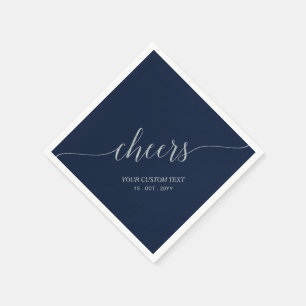 Serviette En Papier Bleu Nuit Argent Élégant Lettrage Stylé À votre sa