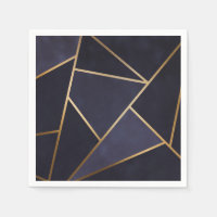Bleu Nuit Triangles Dorés Géométrique Élégant Chic
