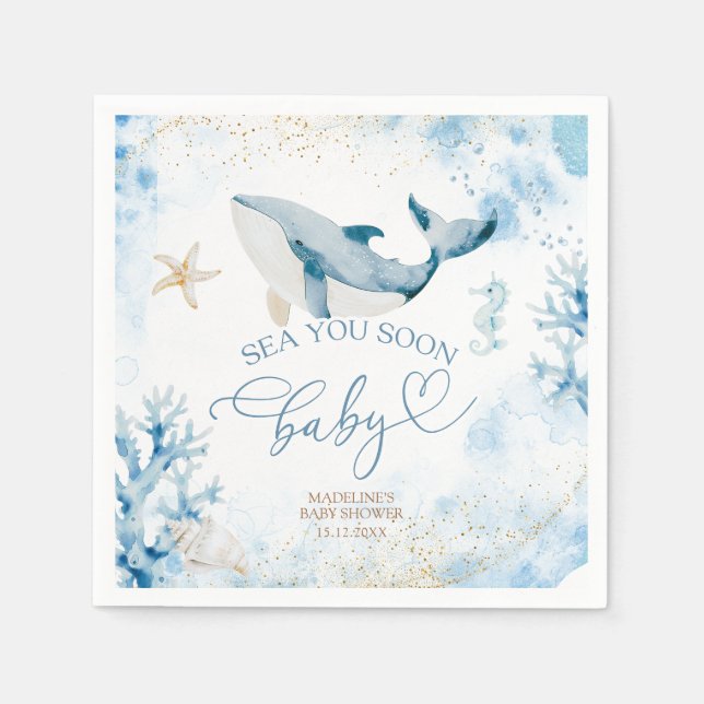 Serviette en papier Bleu Océan Mer Vous Bientôt Ét (Devant)