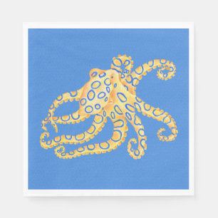 Serviette En Papier Bleu Octopus Vitrail