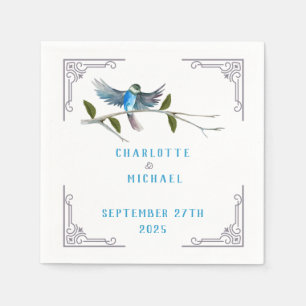 Serviette En Papier Bleu oiseau du bonheur Papier Mariage Napkin