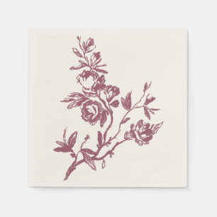 Serviette En Papier Bleu Oiseau rose Merci Floral Coeur serviettes