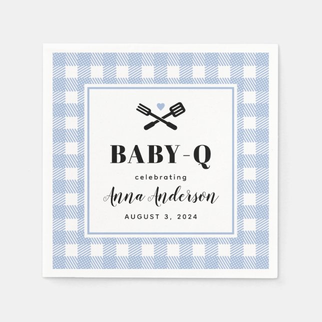 Serviette En Papier Bleu pâle En vichy Plaid Baby Q (Devant)
