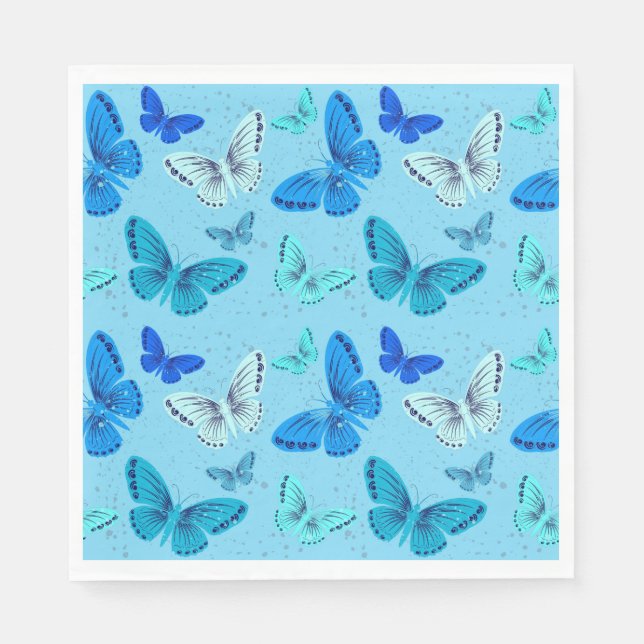 Serviette En Papier Bleu papillon (Devant)