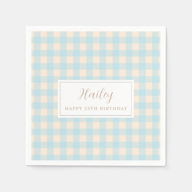 Serviette en papier bleu pastel simple classique p (Devant)