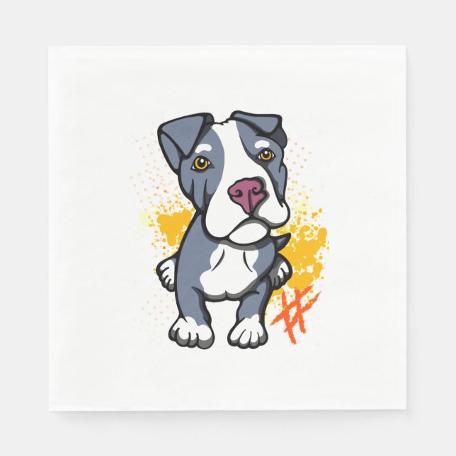 Serviette En Papier Bleu Pit Bull (Devant)