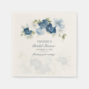 Serviette En Papier Bleu Poussiéreux Fleurs Mariage Eucalyptus Papier