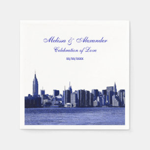 Serviette En Papier Bleu Regarder NYC Skyline Silhouette, ESB #1