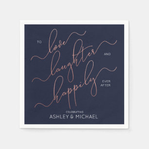 Serviette En Papier Bleu Rose Gold Fiançailles Joyeux Jamais Après