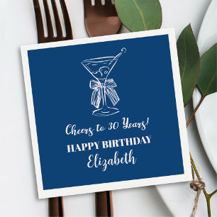 Serviette En Papier Bleu&rose moderneCheers à 30 ans Anniversaire Napk