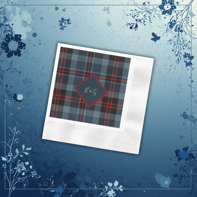 Serviette En Papier bleu rouge noir écossais celtique tartan motif (Créateur téléchargé)