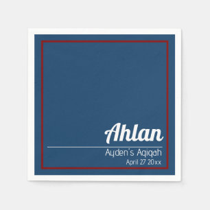 Serviette En Papier Bleu rouge uni couleur plaine, Baby shower Aqiqah