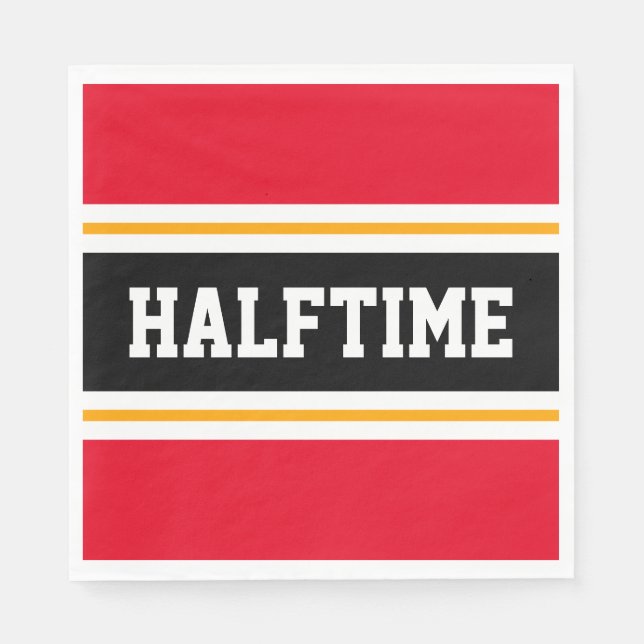 Serviette En Papier Bleu rouge vif Jaune Noir HALFTIME rayures (Devant)