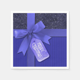 Serviette En Papier Bleu Ruban Joyeux cadeau de Noël serviettes