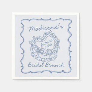 Serviette En Papier Bleu Ruban Rétro Cœur Coquette Gâteau Mariage Peti