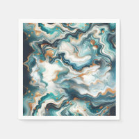 Bleu sarcelle Or Blanc Moderne Mariage en Marbre d