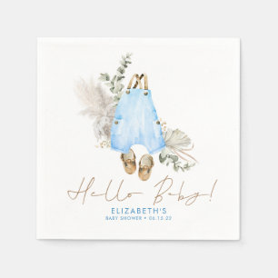 Serviette En Papier Bleu simple et Baby shower Brown