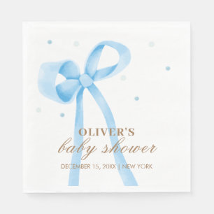 Serviette En Papier Bleu simple Polka Baby shower de point