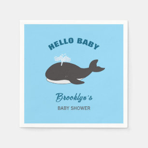 Serviette En Papier Bleu sous la mer Bonjour Baby shower Gris baleine