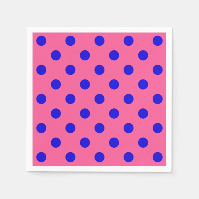 Serviette En Papier Bleu sur rose Pois design Motif (Devant)