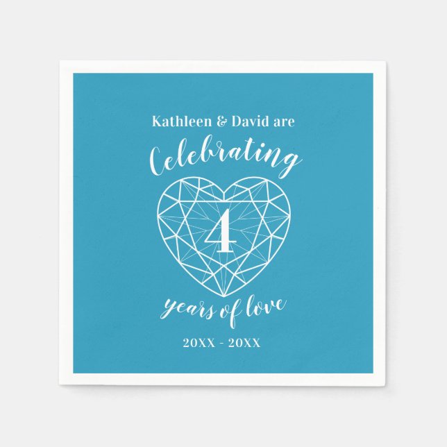 Serviette En Papier Bleu topaz anniversaire 4 ans d'amour serviettes (Devant)