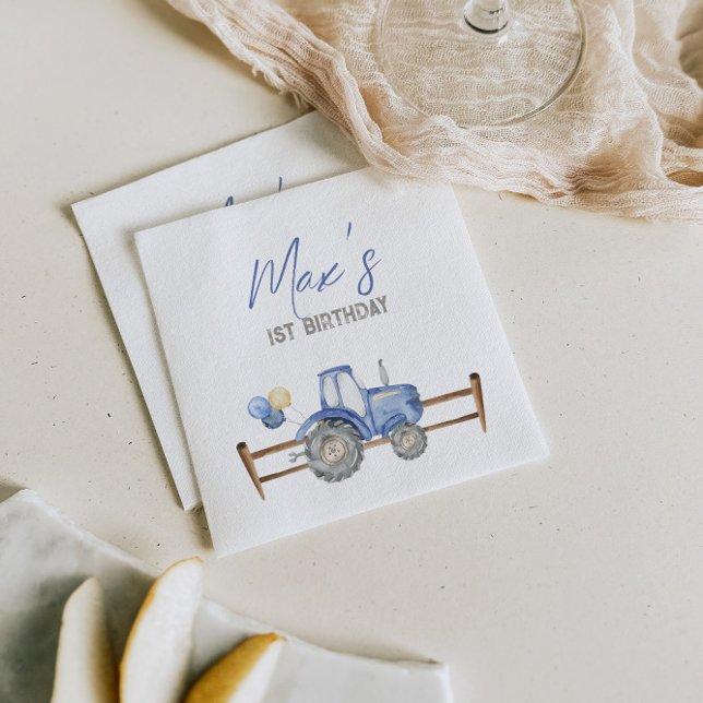Serviette En Papier Bleu Tracteur Anniversaire Napkins (Créateur téléchargé)
