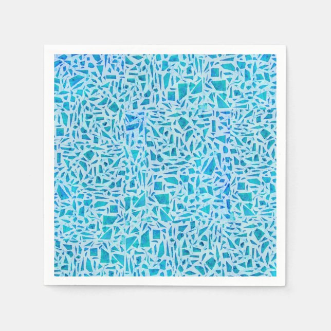 Serviette En Papier Bleu Turquoise Mosaïque Carrelage Moderne Chic (Devant)
