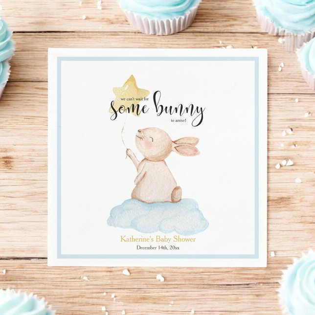 Serviette En Papier Bleu Un lapin Etoile Jaune Baby shower Ballotte (Créateur téléchargé)